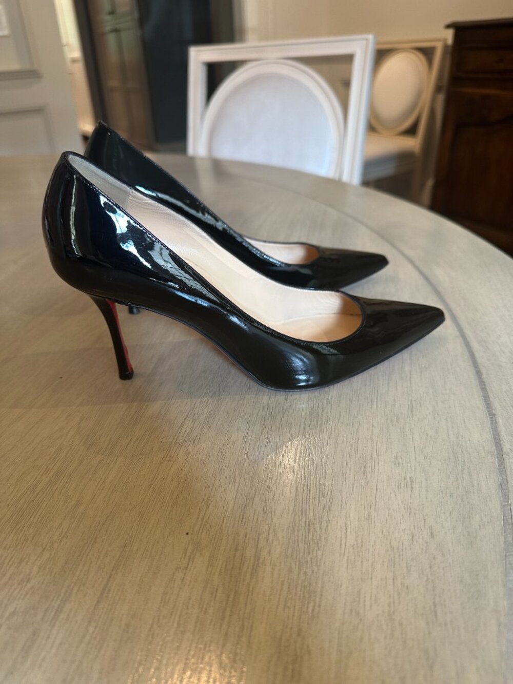 Christian Louboutin So Kate black patent 85 heels Size 38.5 Lightly Used